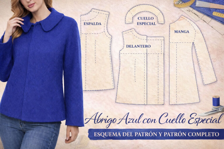 Abrigo azul elegante con cuello especial | Corte y confección paso a paso