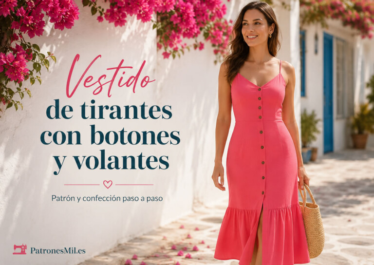 vestido-de-tirantes-con-botones-y-volante