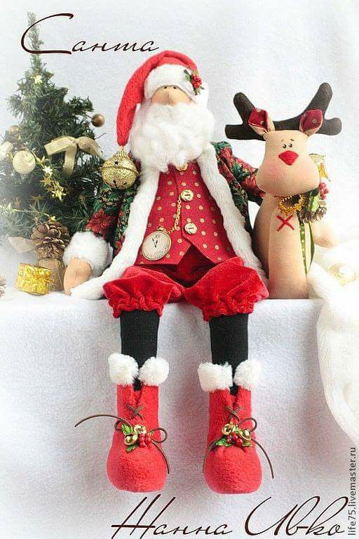 Muñeco Papá Noel con reno