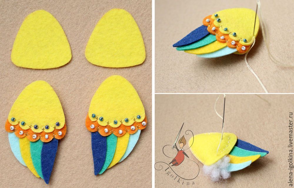 DIY Gallo de fieltro con patrones