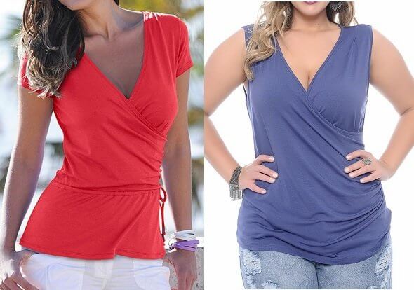 Patrón Blusa escote cruzado con o sin manga - Patrones gratis