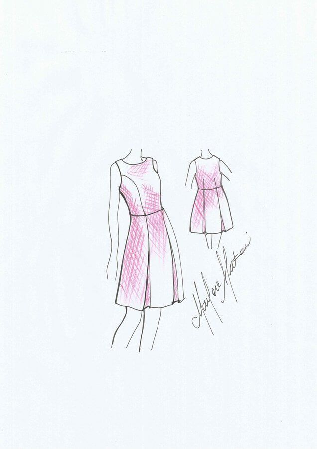 Vestido acampanado con pliegues