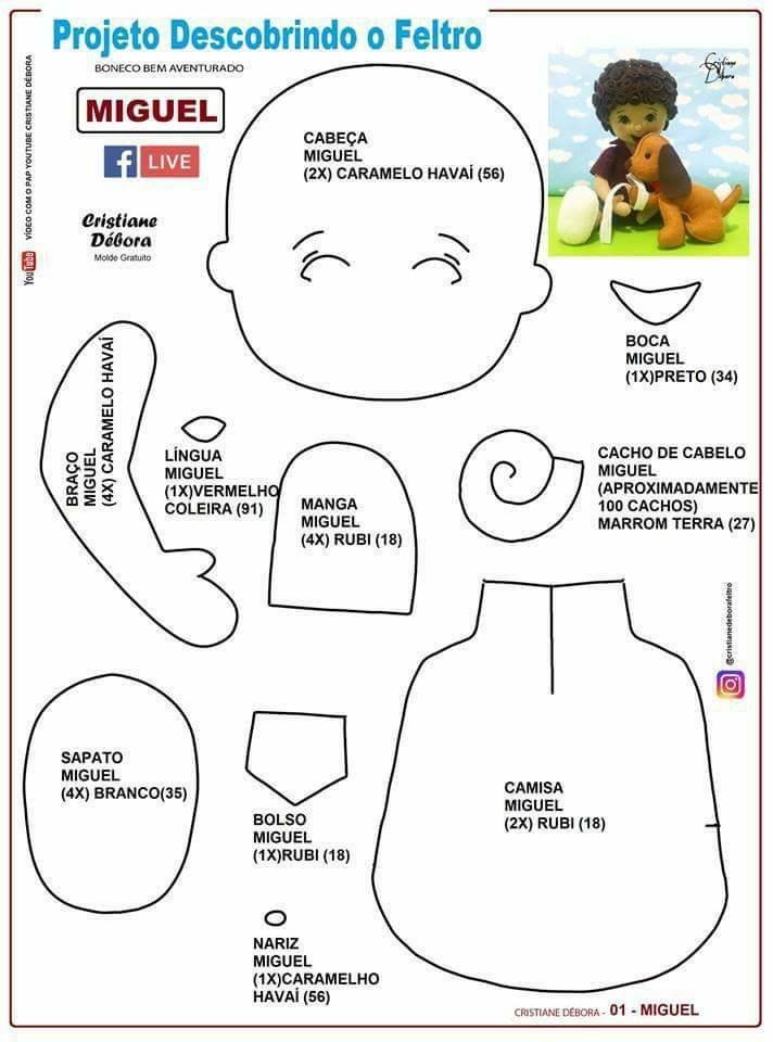 Molde de nino con mascota en fieltro Patrones de costura