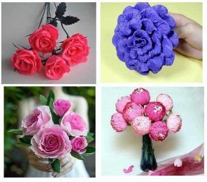 Flores con papel crepe