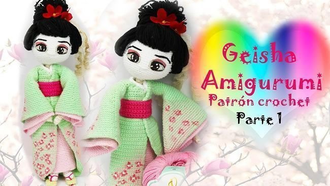 Muñeca a crochet o amigurumi Geisha