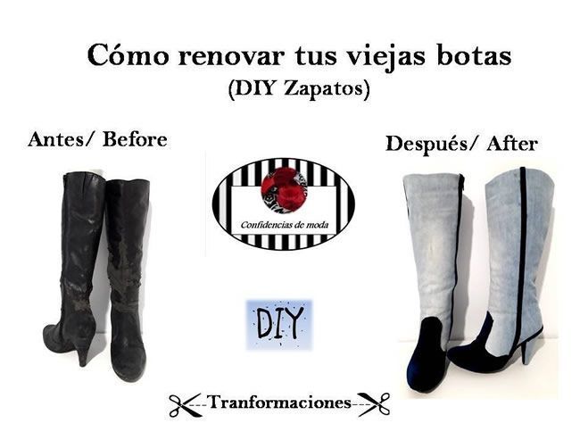 DIY Renovar botas con jeans desgastados y terciopelo