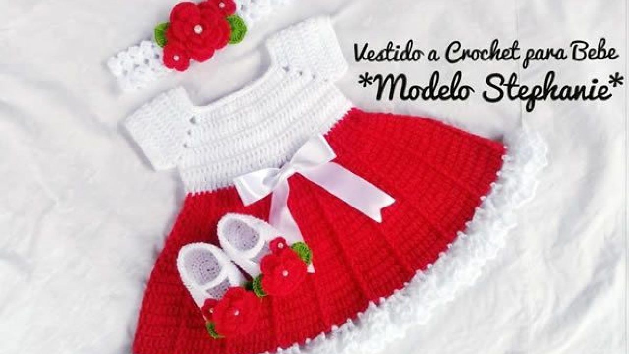 Vestido bebé tejido a crochet - Patrones gratis