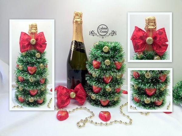 DIY Árbol de Navidad con botella de champán 