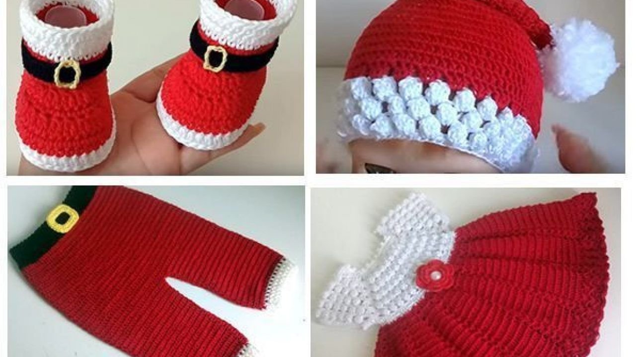 región Guinness Reacondicionamiento DIY Conjunto de bebe para Navidad a crochet - Patrones gratis