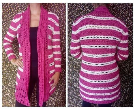 Cárdigan rosa tejido a crochet Fácil y Rápido