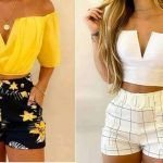 Short de talle alto de mujer con patrón