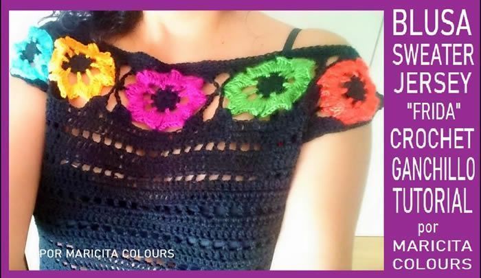 Blusa Frida a Crochet Boho Style - Patrones gratis