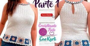 Blusa con trenza a crochet