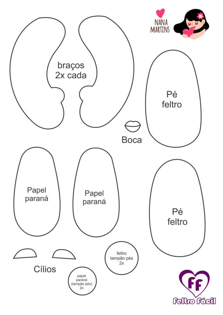 Muñeca de fieltro con moldes 3