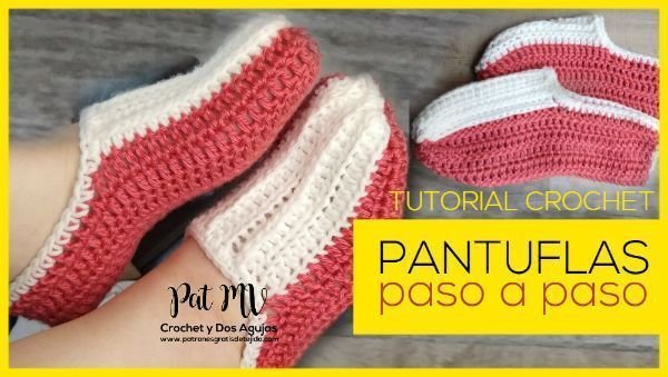 Pantuflas hechas top a crochet