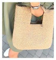 Bolso crochet para compra con asas cuadradas tutorial paso a paso