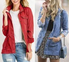 Parka abrigo con cuello deportivo y botones