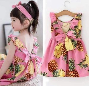 Vestido de verano con espalda V para niñas