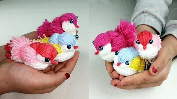 DIY Pájaros con lana muy fácil paso a paso