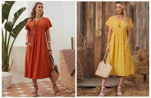 Vestido con pliegues y manga japonesa