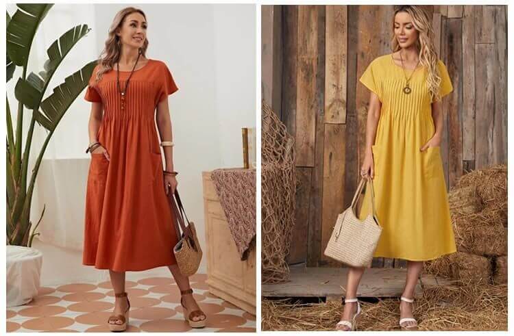 Vestido con pliegues y manga japonesa Vestido con pliegues y manga japonesa