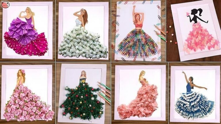 Vestidos impresionantes 3D para tus dibujos de muñecas