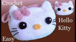 Bolso de mano Hello Kitty a crochet