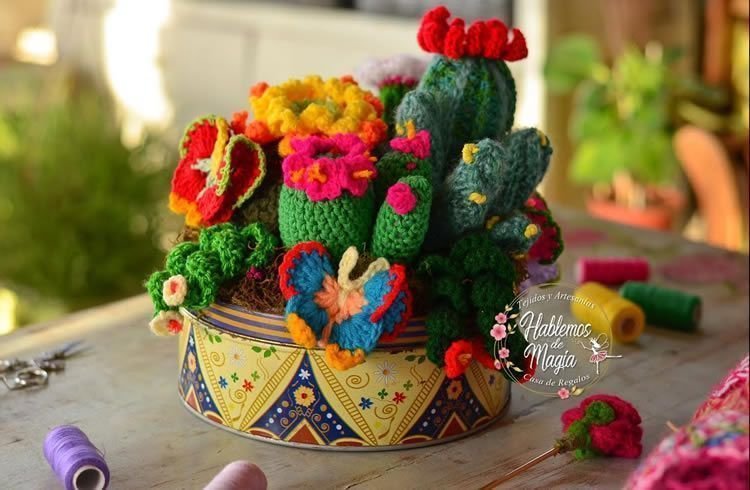 Costurero de cactus a crochet DIY paso a paso