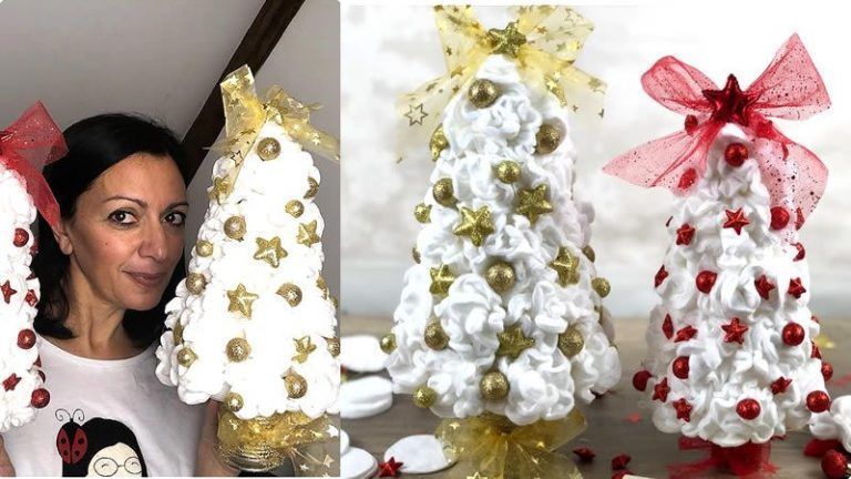 Árbol de Navidad con discos desmaquillantes DIY fácil
