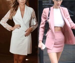 Vestido blazer con mangas de encaje