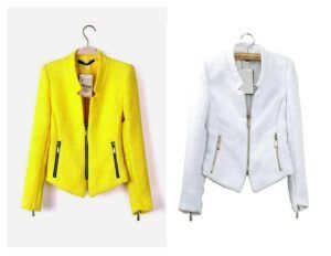 Chaqueta con cremallera y cuello alto con patrones