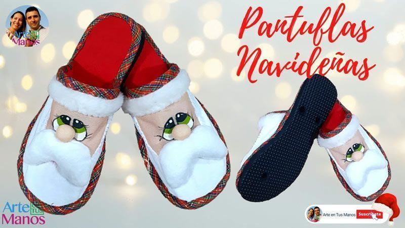Pantuflas Navideñas de Santa Claus DIY 
