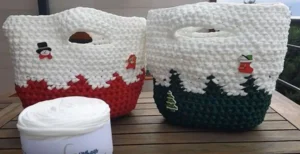 DIY Capazo en trapillo para Navidad