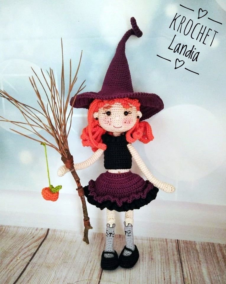Bruja calabaza amigurumi patrón paso a paso