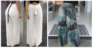 Pantalón ancho para mujer con patrones