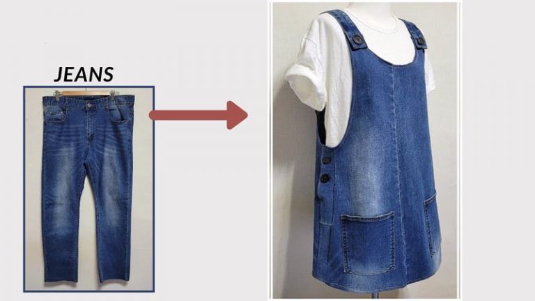 Vestido pichi Jean de mezclilla con un vaquero