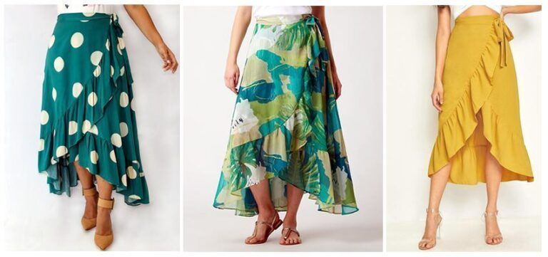 Falda pareo midi con volantes