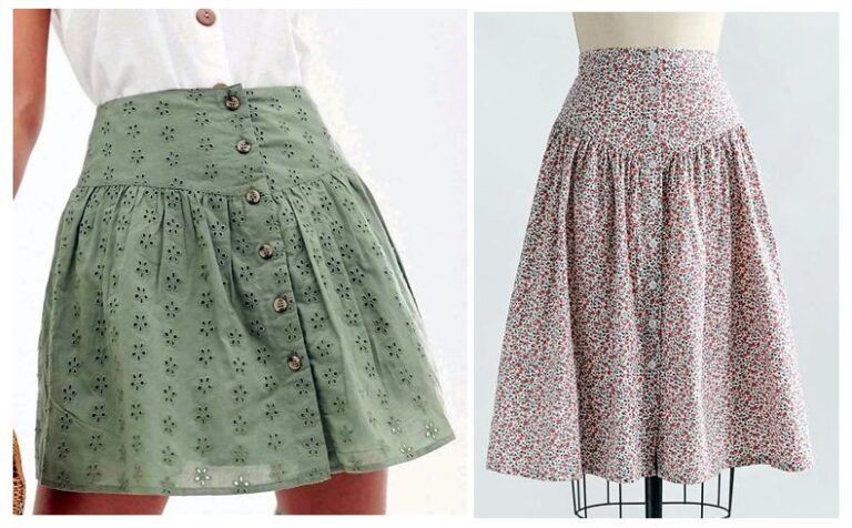 Falda con solapa en V y botones delanteros