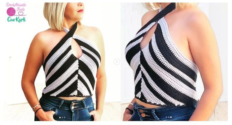 Top a crochet modelo cebra