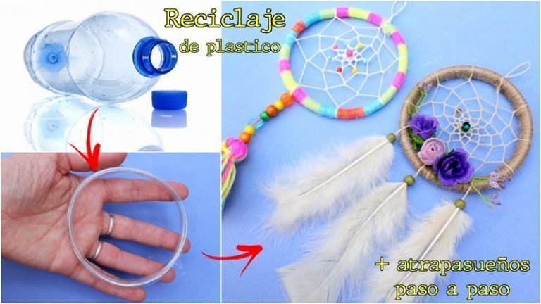 DIY Aro para atrapasueños con botellas de plástico