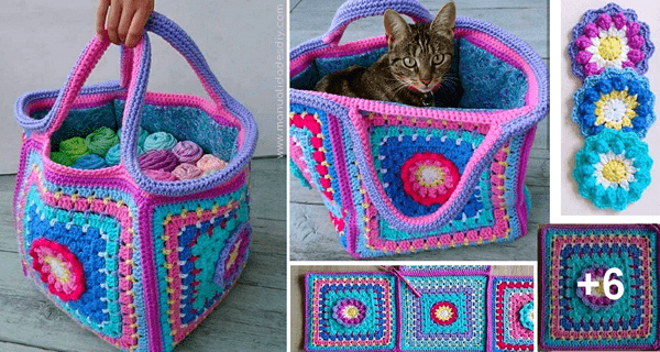 DIY Bolso con cuadros grannys tejidos a crochet
