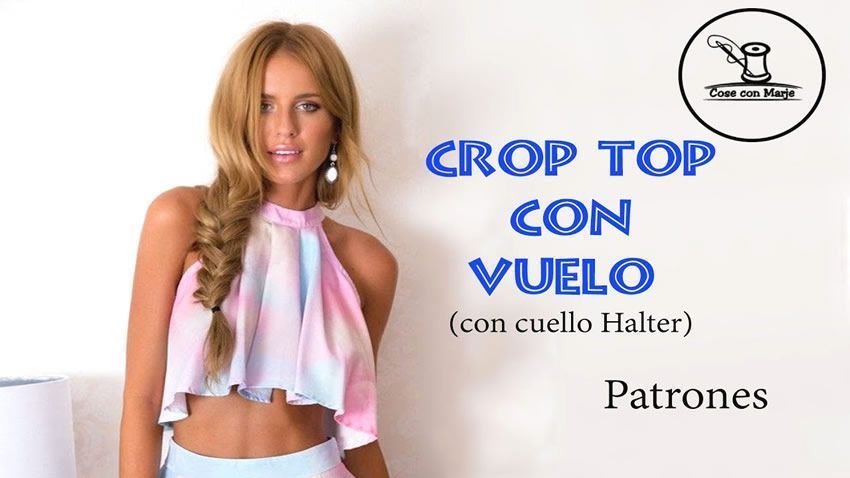 Patrón de Top con vuelo y cuello halter