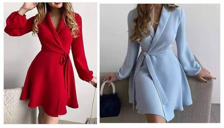 Vestido cruzado con manga de obispo