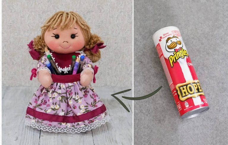 DIY Muñeca porta lápices con bote de patatas