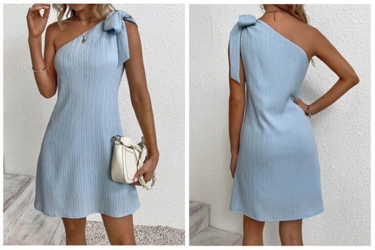 Vestido de un hombro con lazo