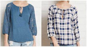 Blusa raglán escote y puños fruncido