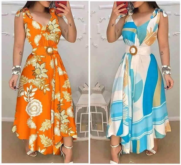 Vestido evasé escote en V