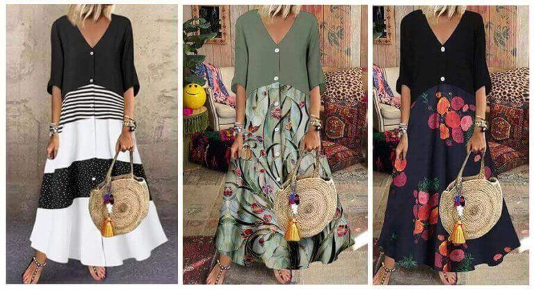 Vestido camisero largo evasé