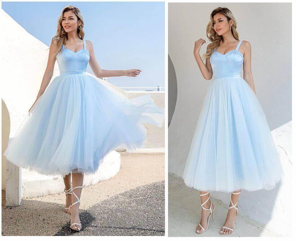 Vestido de fiesta elegante con falda de tul