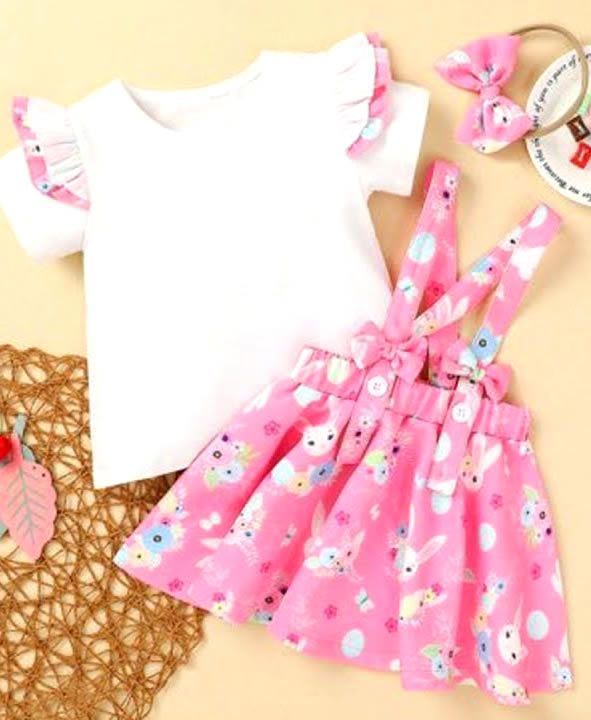 Conjunto blusa y falda tirantes para niña